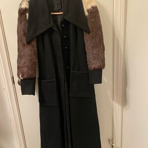 Stylish Black and Brown Women's Vintage Swing Coat
